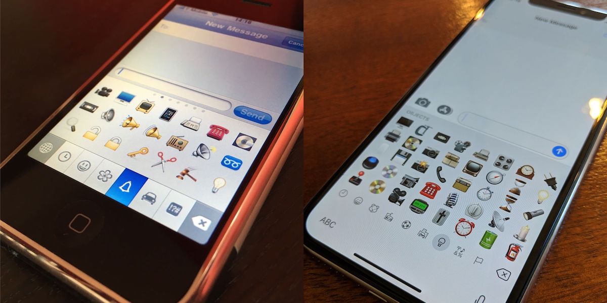 Srovnání emoji klávesnic - iPhone 3G vs iPhone Xs