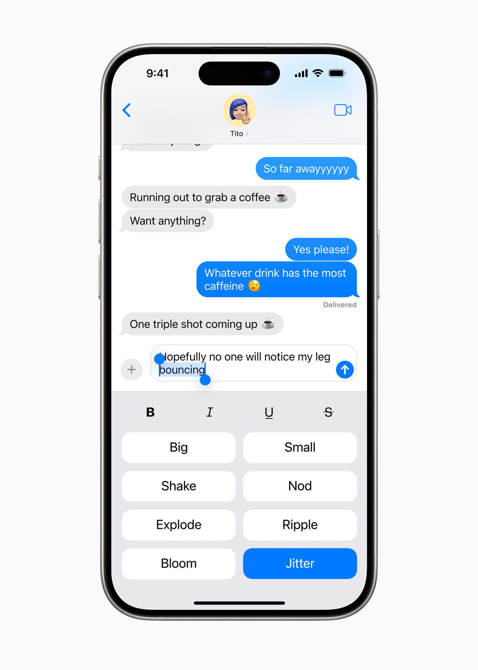 iMessage v iOS 18 textové efekty