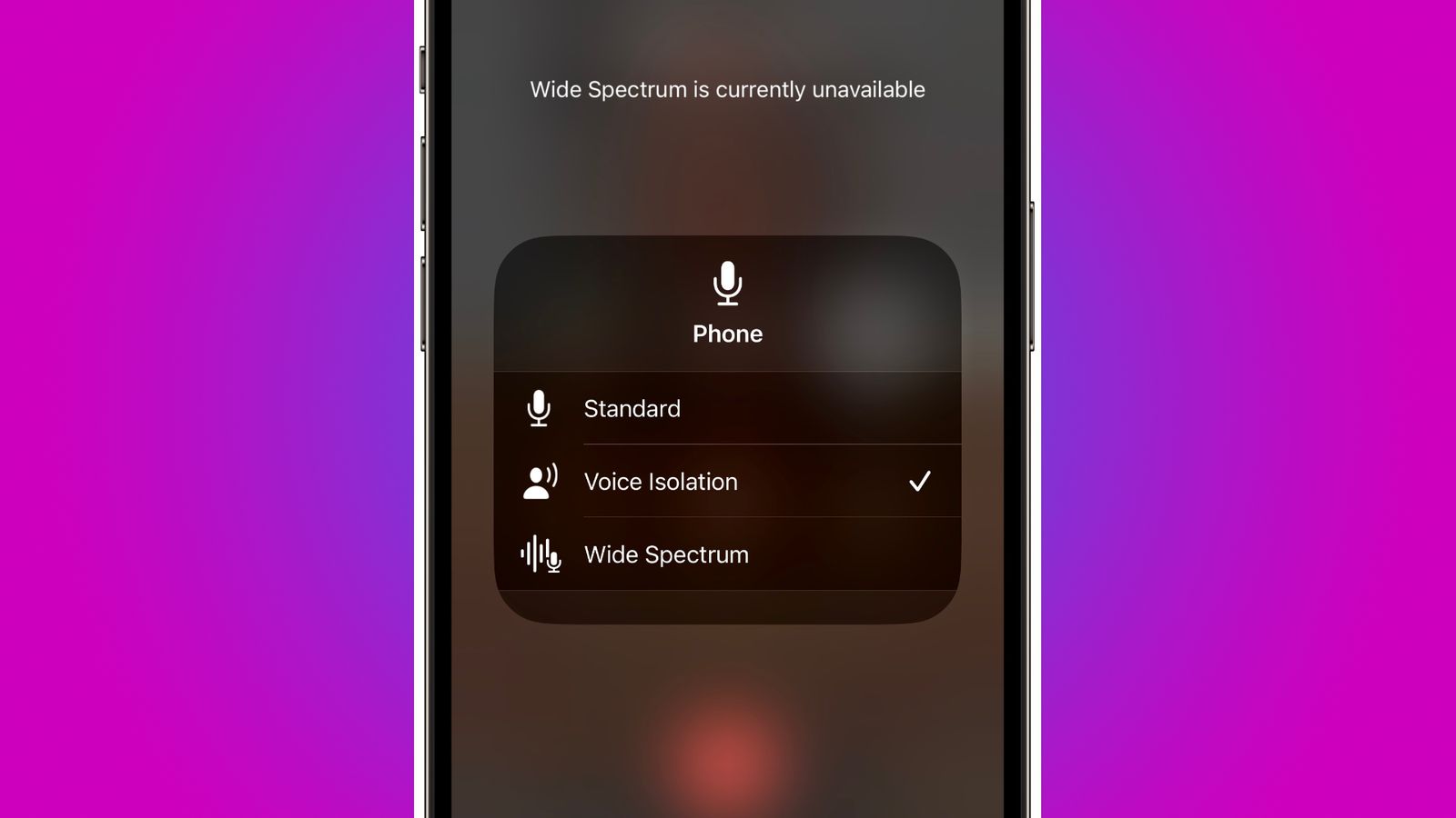 iOS 18 Izolace hlasu
