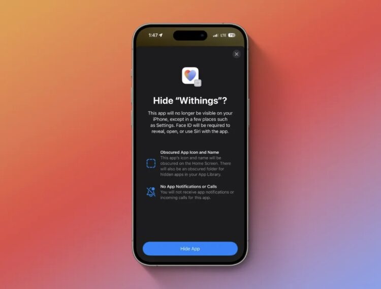 iOS 18 skrytí aplikace