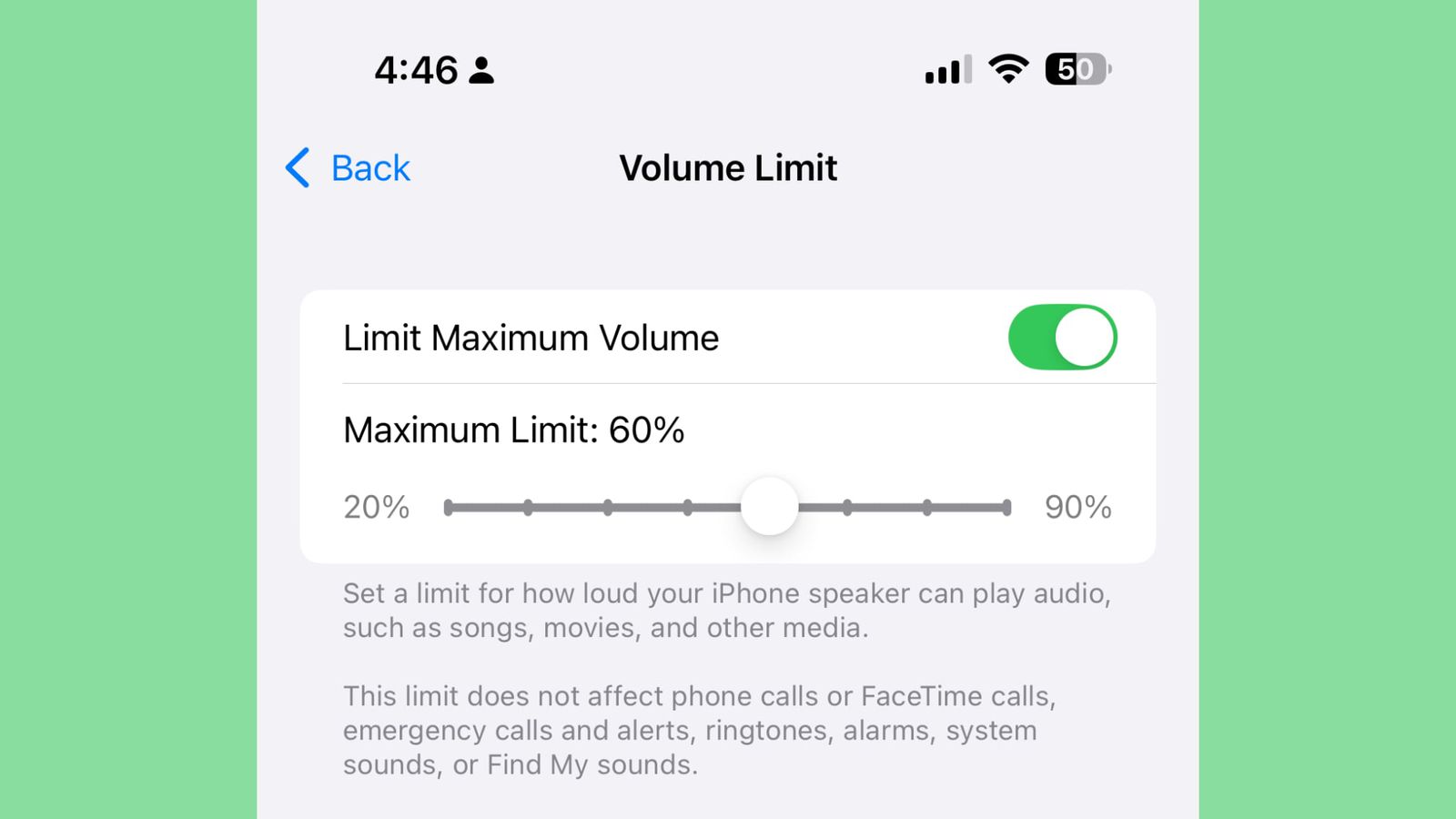 iOS 18.2 limit hlasitosti